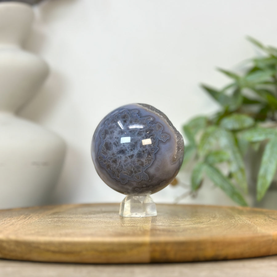 Banded Agate &amp; Druzy Sphere Geode - SPH0225
