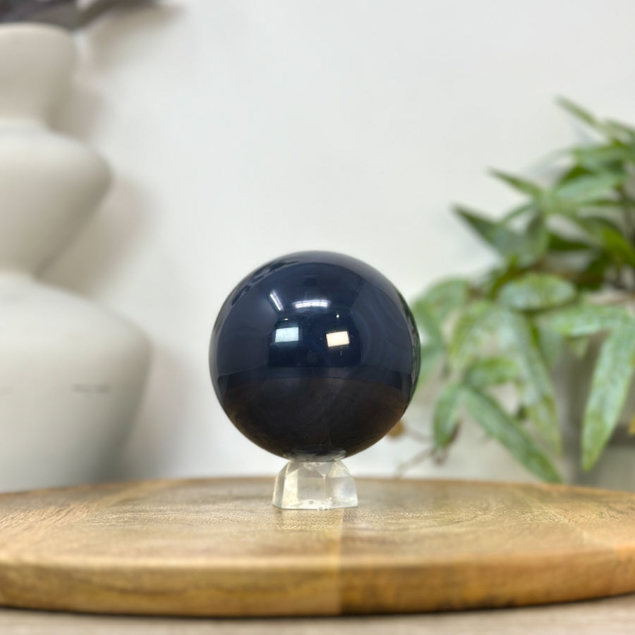 Banded Agate &amp; Druzy Sphere Geode with Crystal Formation - SPH0226