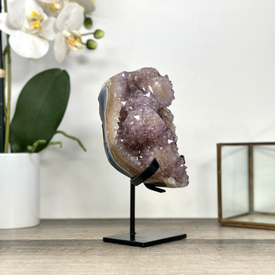 Amethyst Cluster full of Stalactite Formation on Metal Stand - MWS2882