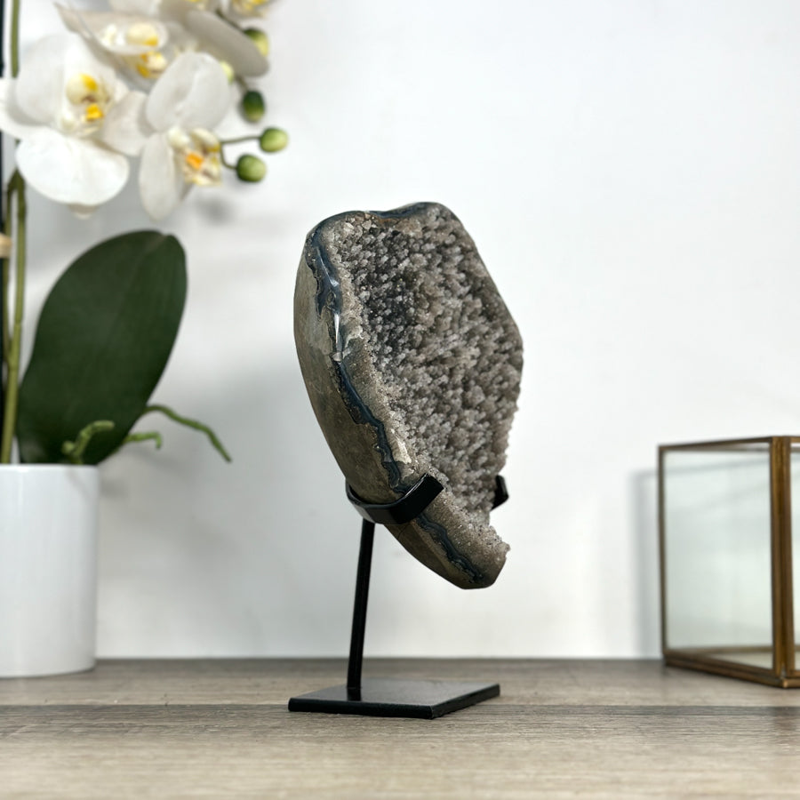 Natural Quartz Cluster full of Stalactites on Metal Stand - MWS2890