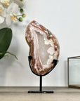 Jasper & Quartz Slice with Natural Banded Patterns on Stand - MWS2909