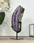 Amethyst Geode Slice on Stand with Deep Purple Crystals - MWS2912