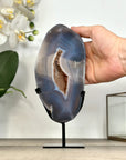 Agate Slice on Metal Stand with Natural Druzy Center - MWS2913