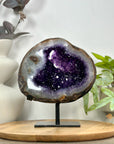 Amethyst & Agate Geode with Polished Shell on Metal Stand - MWS3106