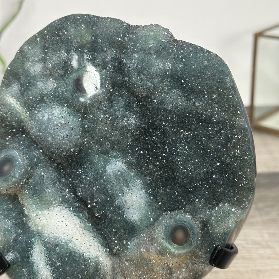 Green Druzy Crystal Natural Formation – Unique Mineral Display Piece - MWS2794