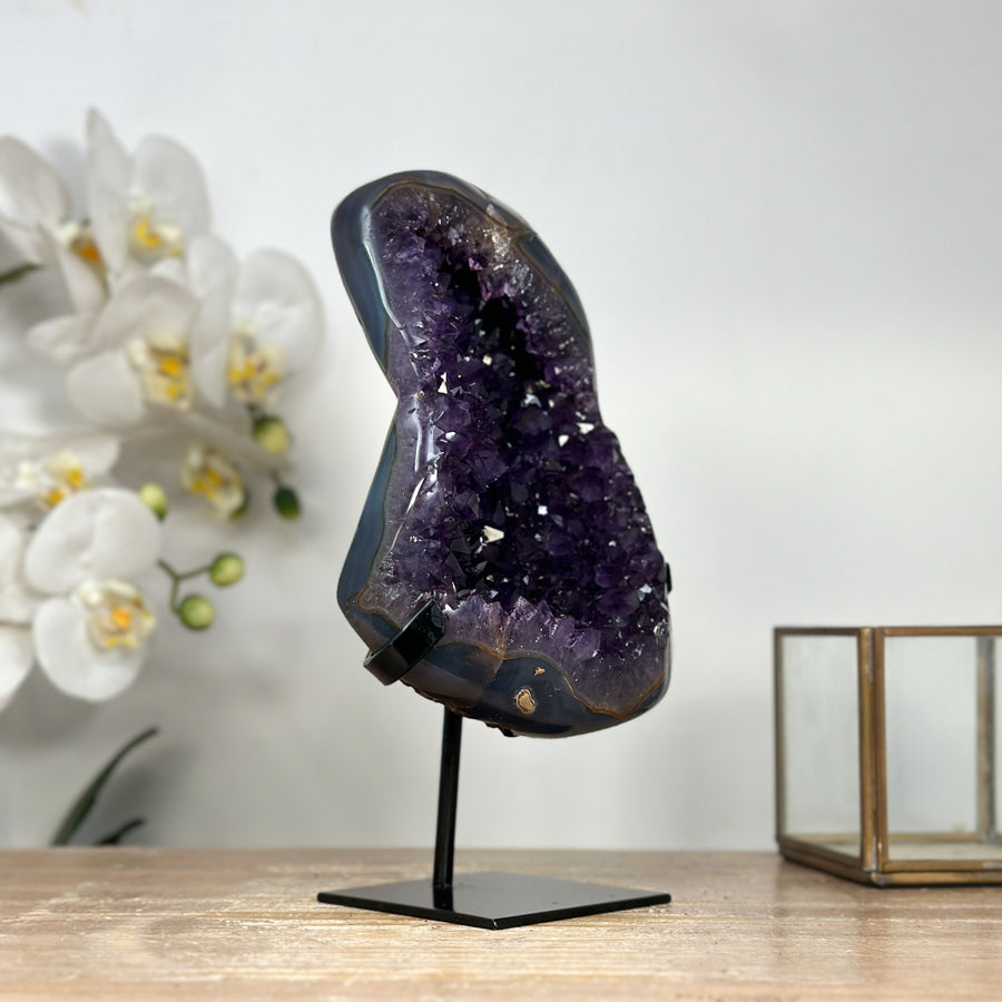 Unique Natural Amethyst Geode with Beautiful Agate Shell - MWS1870