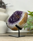 Unique Natural Amethyst Geode with Quartz Shell on Stand - MWS3313