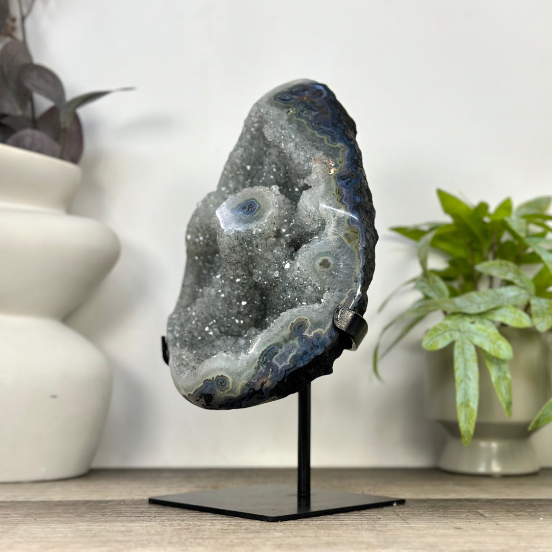 Natural Green Tone Quartz Geode with Stalactite Formations - MWS3362