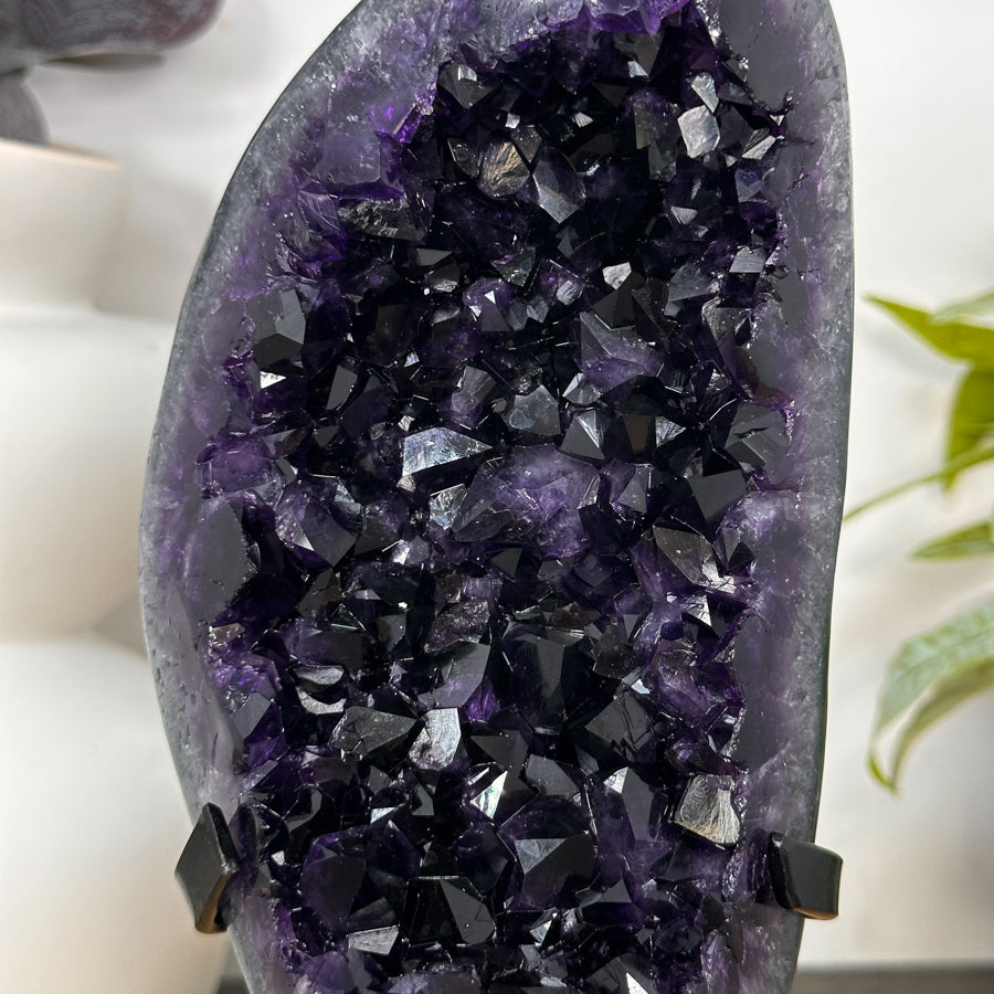 Deep Purple Amethyst Geode on Metal Stand - Perfect for Home Decor - MWS3061