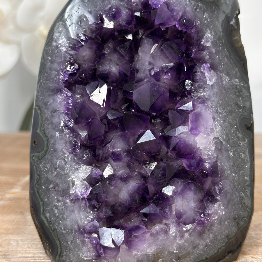 Deep purple Natural Amethyst Cathedral Geode with Large Crystals - CBP1106