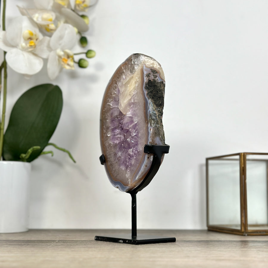 Amethyst Geode Slice with Deep Purple Crystals - MWS2914