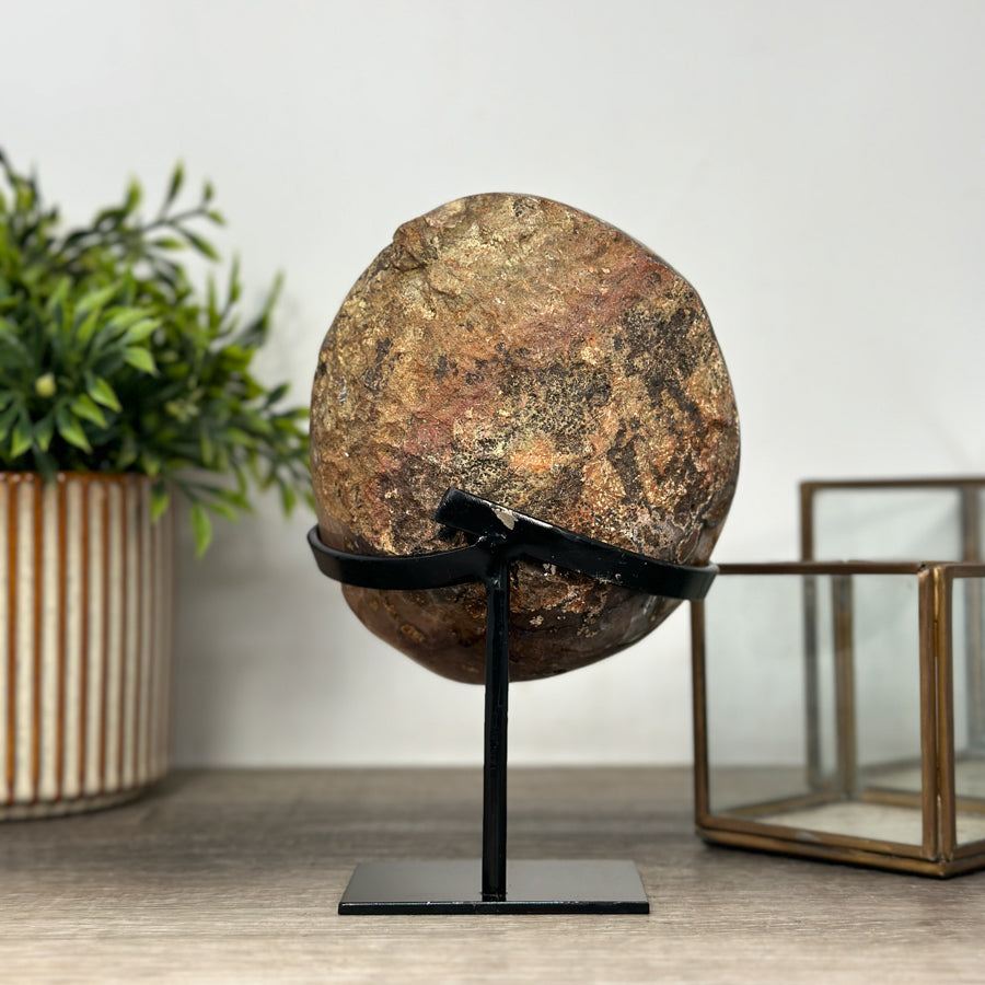 Yellow Tone Quartz Geode with Metallic Stand - MWS2148