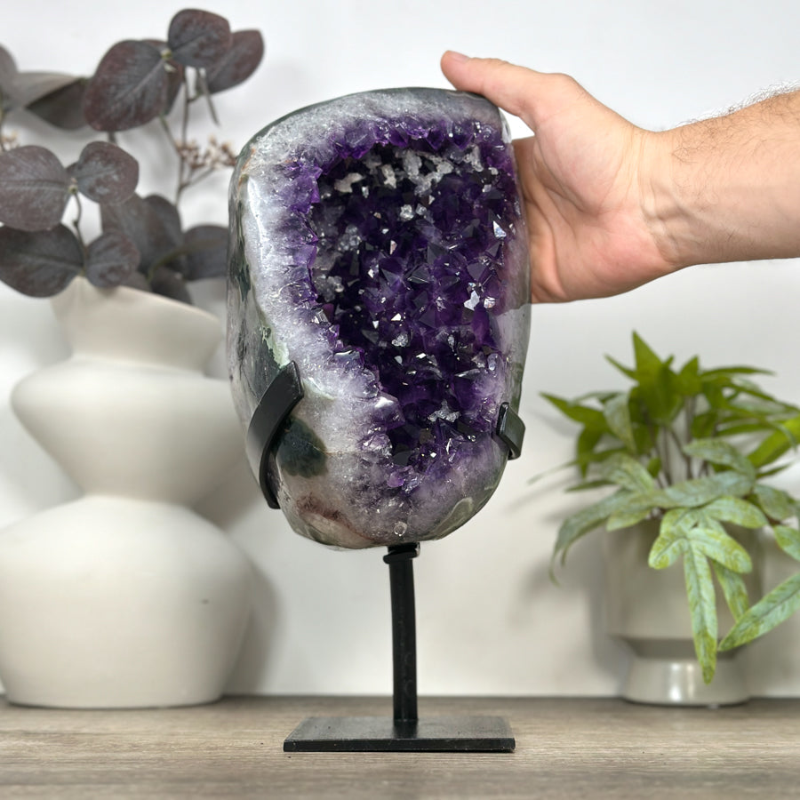 Uruguayan Amethyst Geode on Metal Stand - MWS3084
