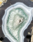 Agate Slice with Blue Bands and Crystalline Center for Home Decor Display - MWS2660