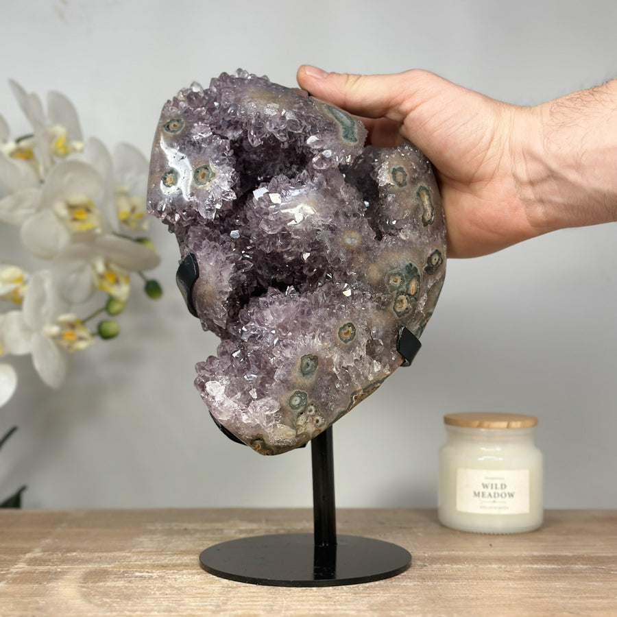 Natural Amethyst &amp; Jasper Crystal Cluster Full of Stalactite Eyes - MWS1387