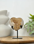 Natural Yellow Quartz Stone Heart, Stand Included - HST0346