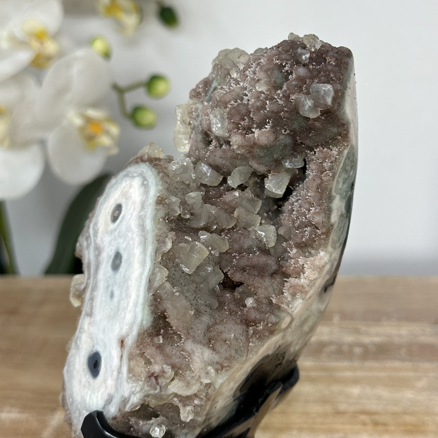 Rare Jasper &amp; Quartz Druzy Stalactite Covered with Calcite Crystals - MWS0383