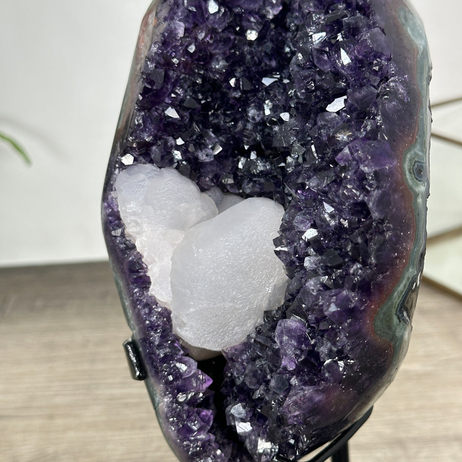 Unique Natural Top Grade Amethyst Geode with Calcite Formation - MWS3027
