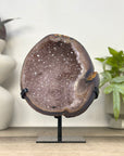 Natural Agate & Amethyst Natural Cave - Handmade Metal Stand Included - MWS3344
