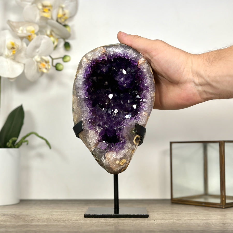 Natural Top Quality Amethyst Geode on Metal Stand - MWS3021
