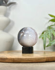 Quartz & Agate Sphere Geode with Druzy Interior - SPH0209