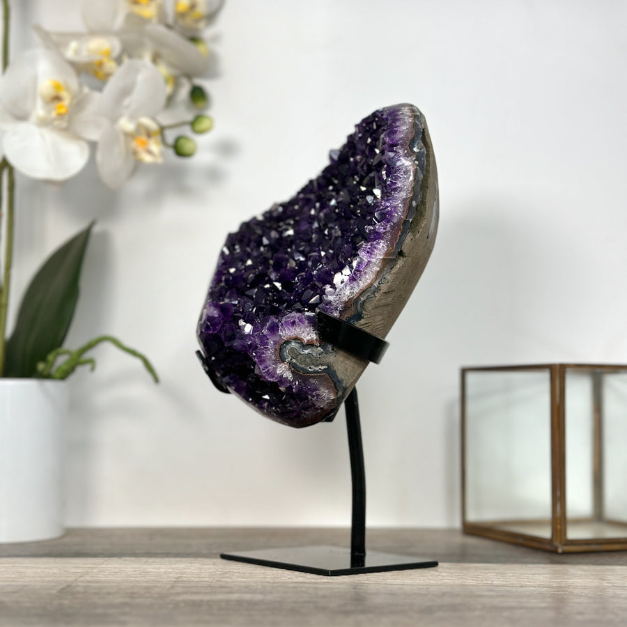 Amethyst Geode on Stand - Deep Purple Crystal Cluster - MWS2629