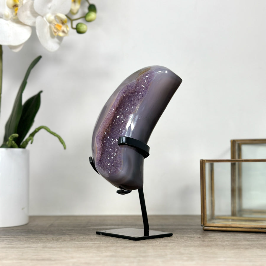 Outstanding Agate &amp; Amethyst Moon Carving - MWS2361