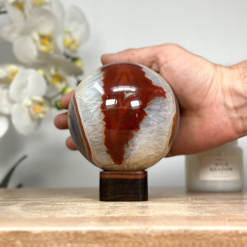 Dyed Banded Agate &amp; Quartz Sphere Geode - SPH0145