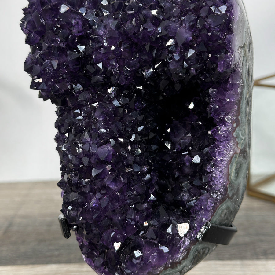 Deep Purple Amethyst Stalactite Formation on Metal Stand - MWS2729