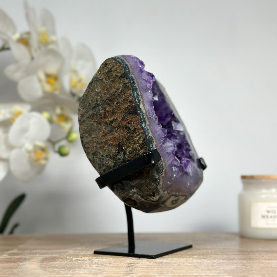 Natural Amethyst, Green Jasper &amp; Quartz Stone Geode - MWS1570