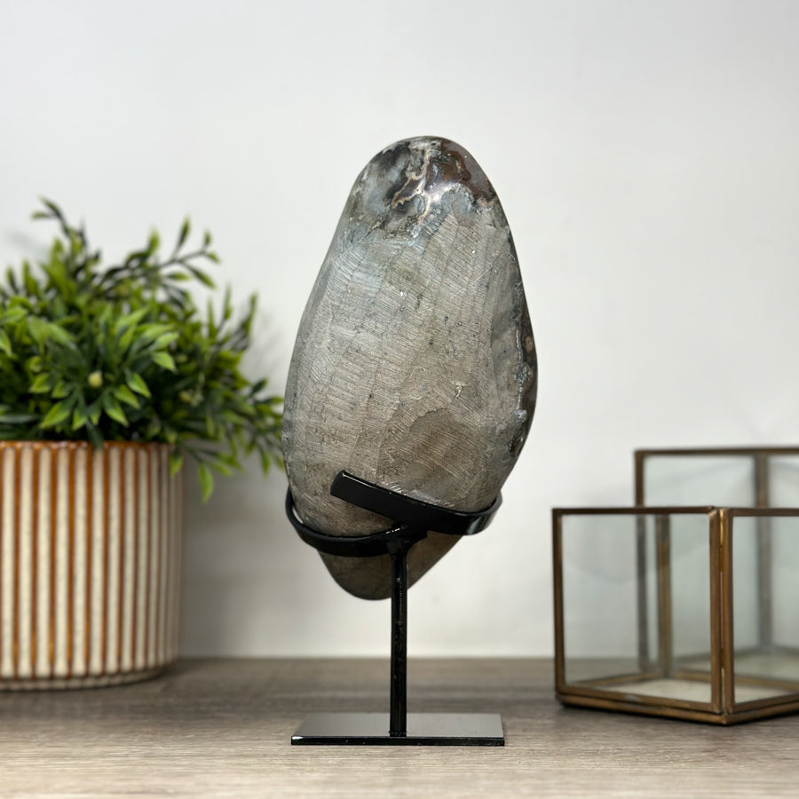 Natural Amethyst Crystal Geode, Metallic Stand Included - MWS2157