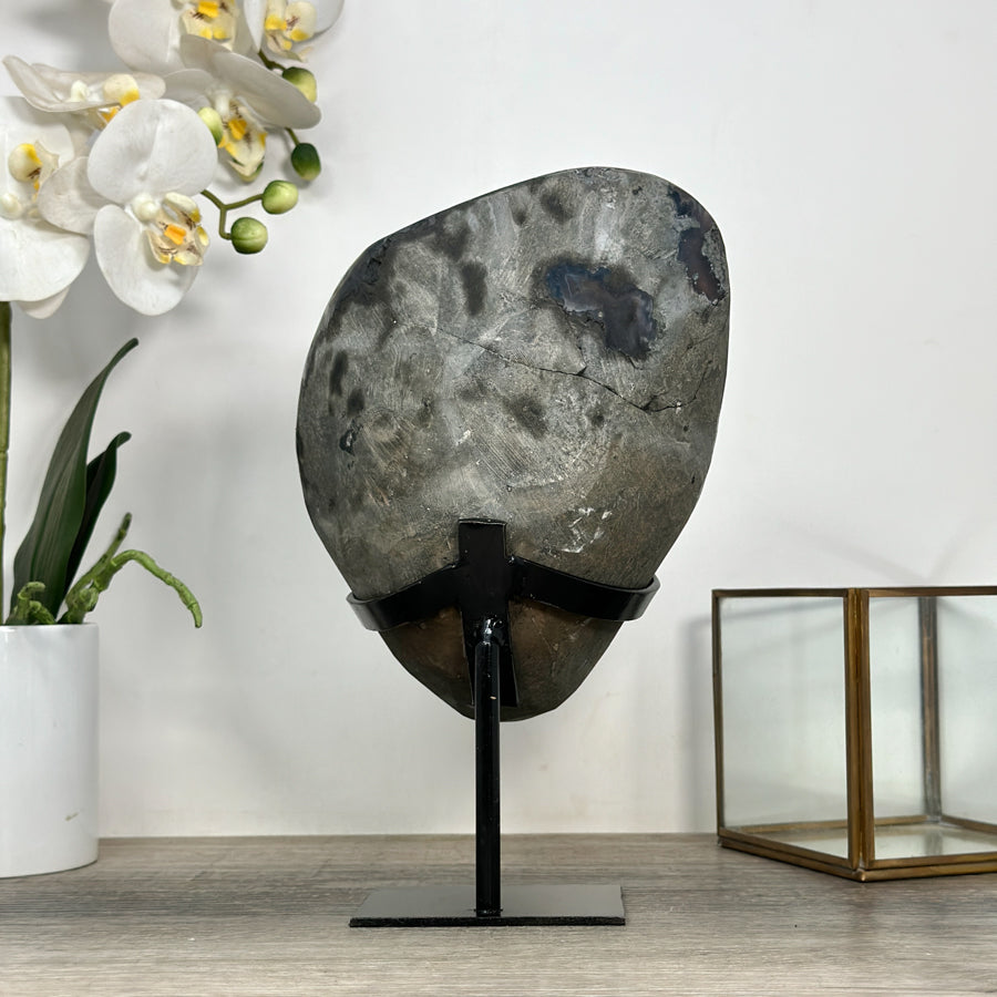 Uruguayan Amethyst Crystal Cluster - Metallic Stand Included - MWS2454