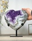 XL Natural Amethyst & Quartz Stone Heart Carving from Uruguay - HST0320