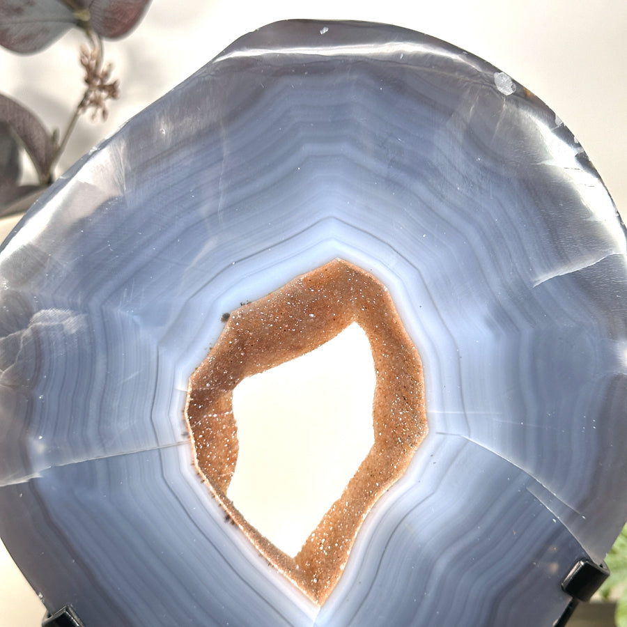 Large Natural Blue Agate &amp; Quartz Druzy Crystal Portal - MWS3251