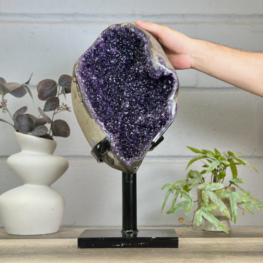 Huge XL Natural Amethyst Geode on Metal Stand - MWS3145