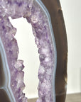Agate Slice Portal with Amethyst Center on Stand – Home Decor Crystal - MWS2670
