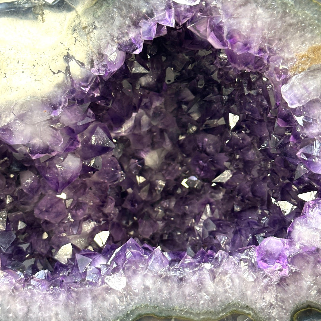 XL Natural Amethyst Geode with Agate Shell - STGE0054