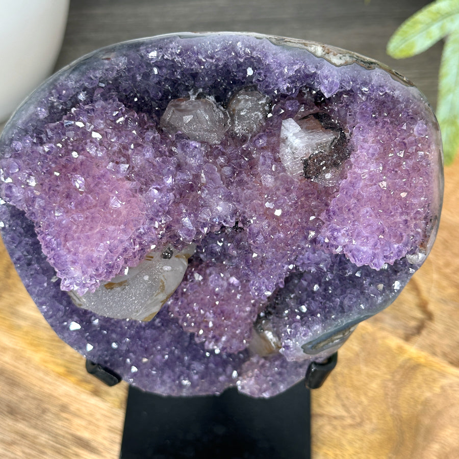Rare Natural Amethyst Cluster with Unique Calcite Formations - MWS3049