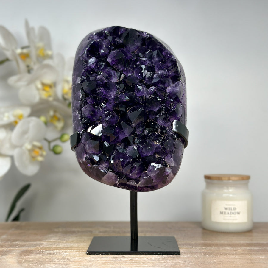 AAA Grade Natural Amethyst Cluster with Metal Stand - MWS1656