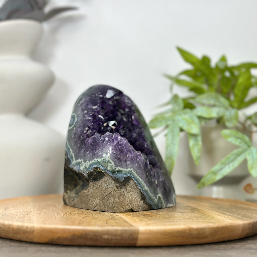 Deep Purple Deep Purple Amethyst with Green Jasper Shell - CBP1295