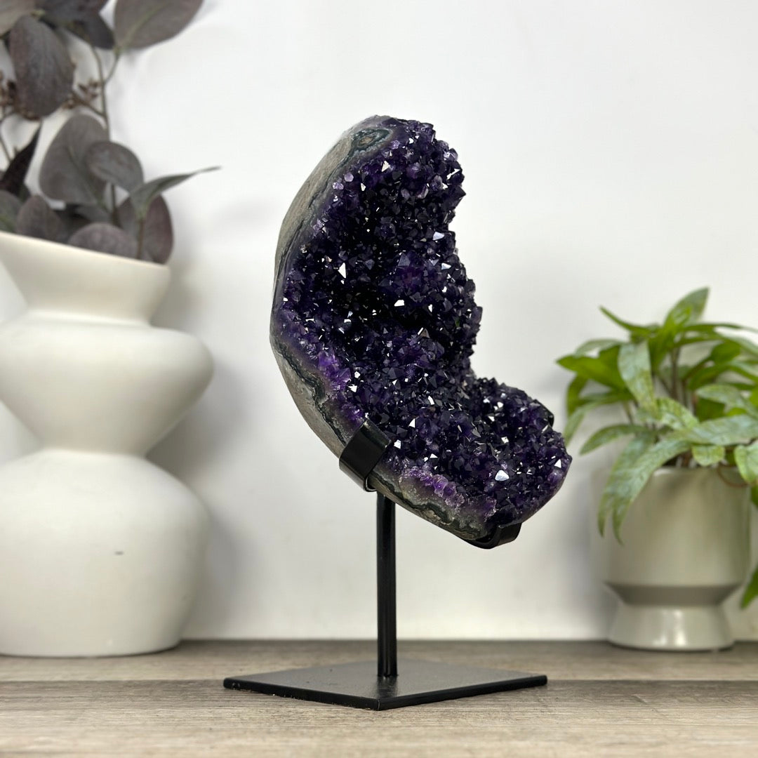 A Grade Natural Amethyst Crystal Specimen on Metal Stand - MWS3390