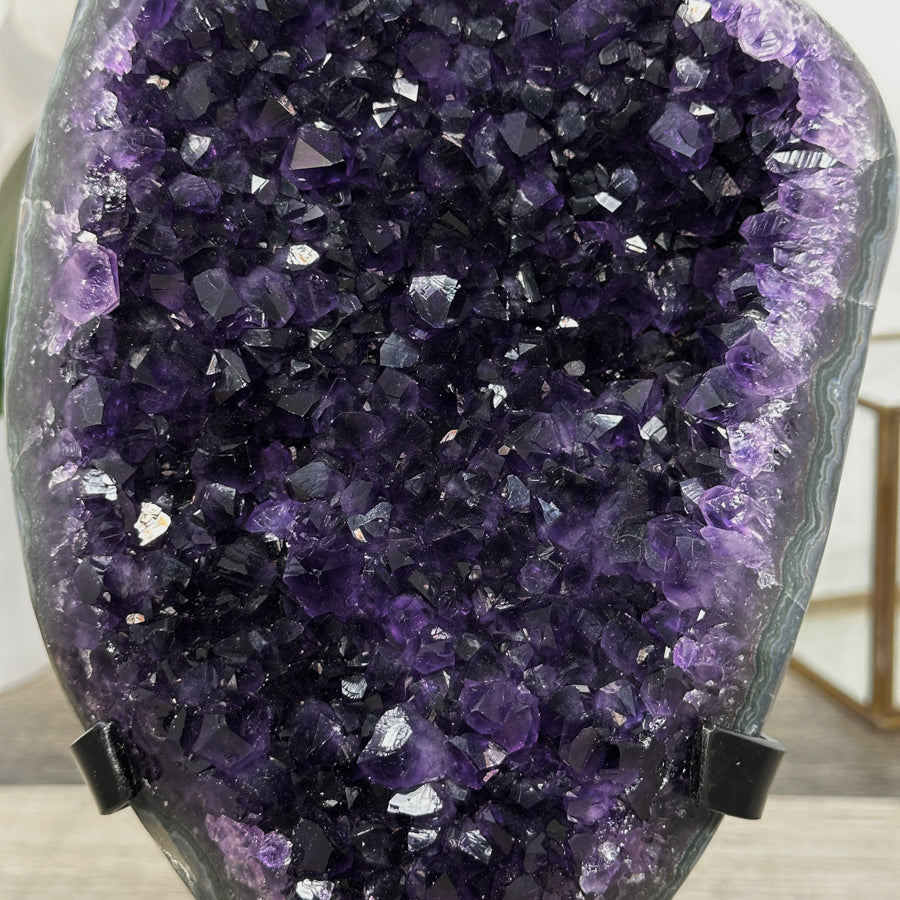 Amethyst Crystal Cluster on Stand - Deep Purple Mineral Specimen for Home Decor - MWS2617