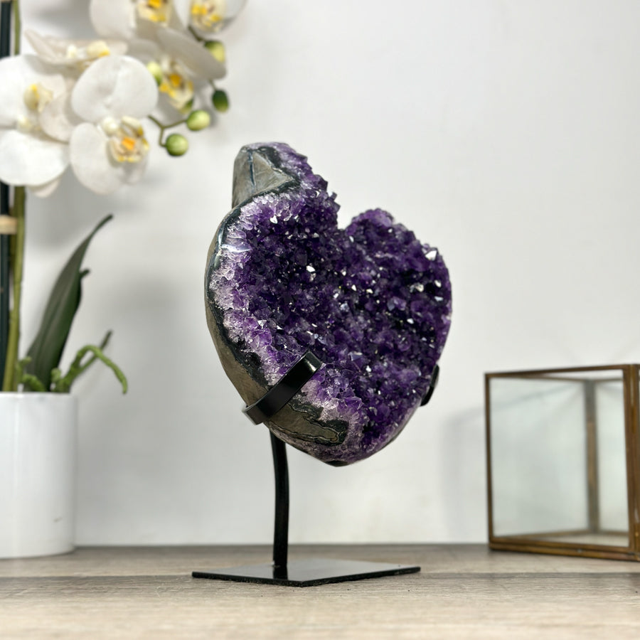 Natural Uruguayan Amethyst Statement Piece on Metal Stand - MWS2844