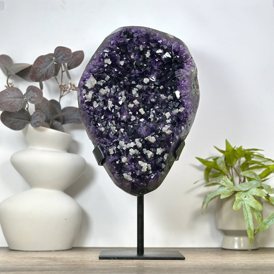 Large Natural Amethyst Specimen with Calcite Inclusions - MWS3092