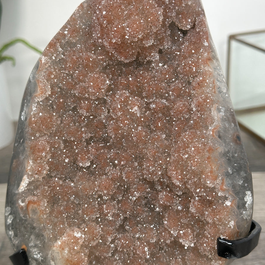 Orange Tone Crystal Cluster with Sparkling Formation on Stand for Home Decor - MWS2625