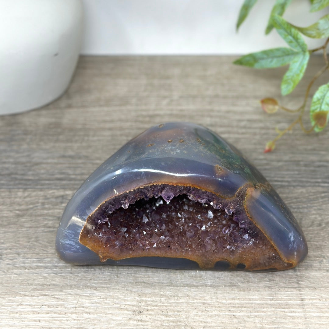 Amethyst &amp; Blue Agate Stone Geode - STGE0076