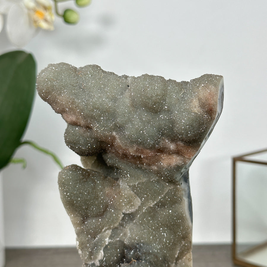 Natural Druzy Crystal with Green Color Tones – Unique Mineral Display Piece" - MWS2898