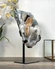 Quartz Crystal with Calite Geode on Stand Mineral Specimen