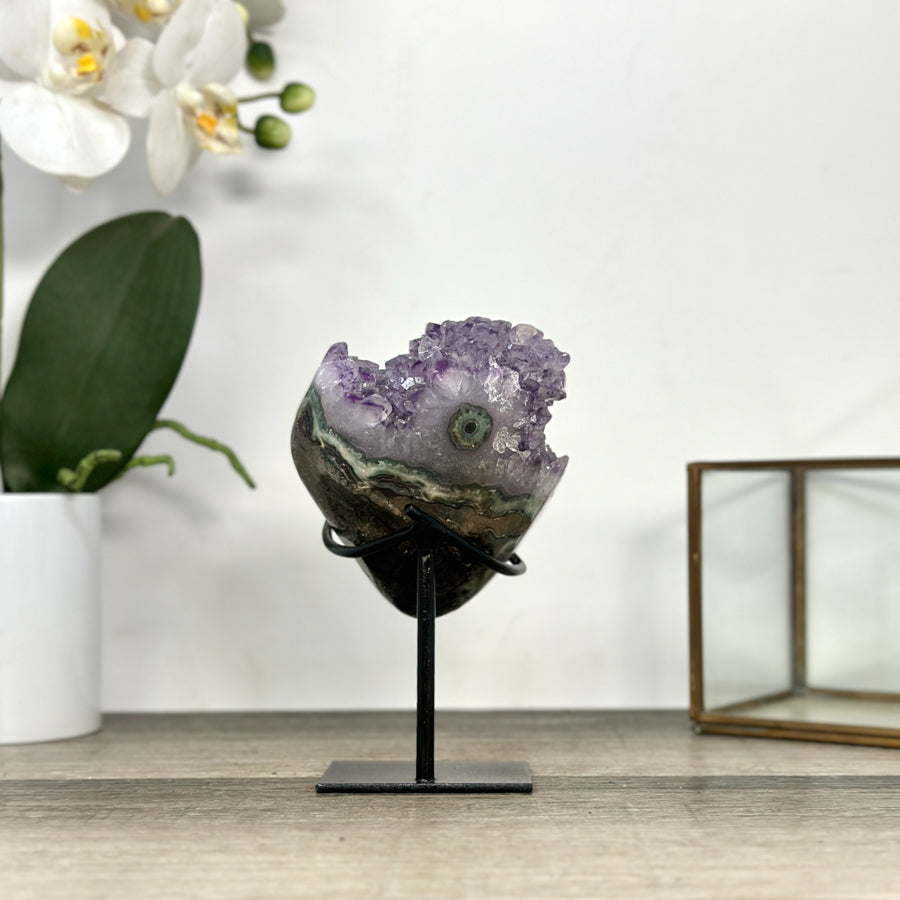 Amethyst Crystal Cluster on Stand with Light Purple Druzy - MWS2883
