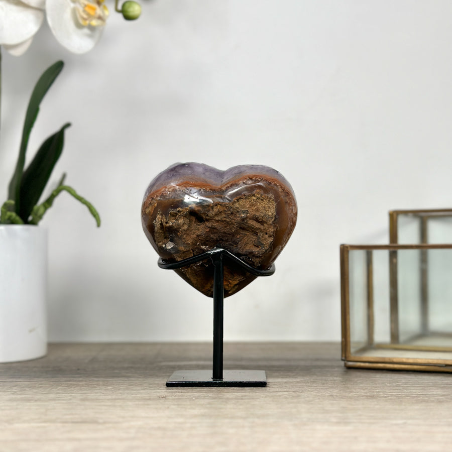 Deep purple Amethyst Heart - Metal Stand included - HST0298